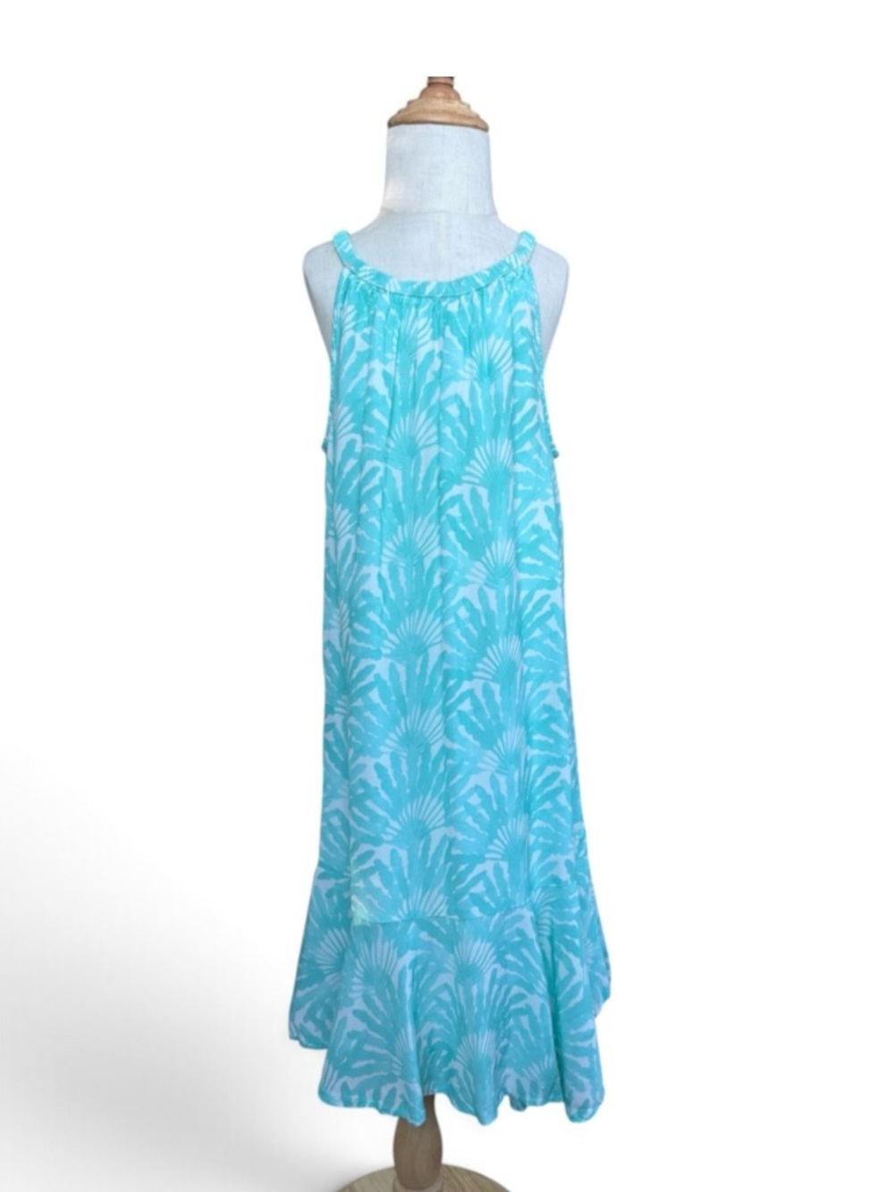 Vineyard Vines Girls Travelers Palm-Print Halter Dress, Medium (10-12)